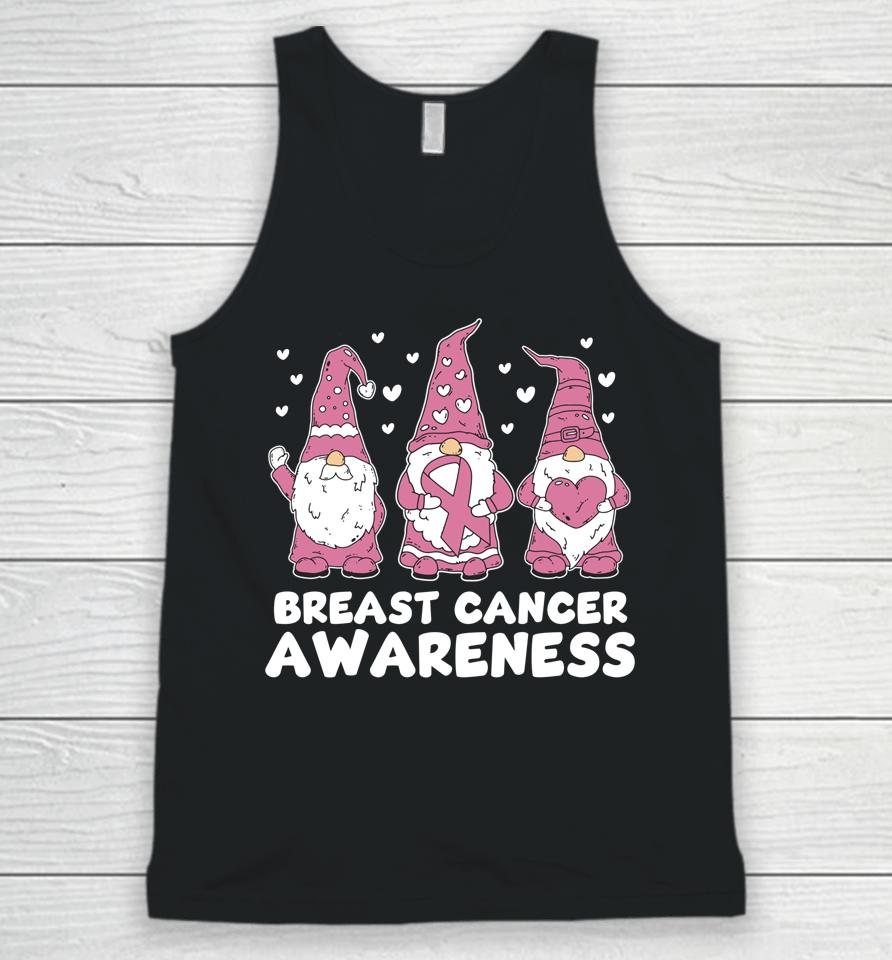 Breast Cancer Pink Support Squad Awareness Gnomes Unisex Tank Top