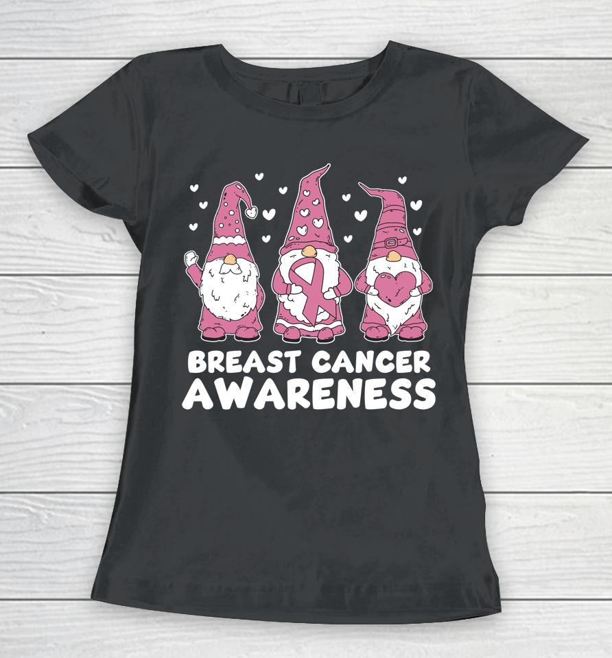 Breast Cancer Pink Support Squad Awareness Gnomes Women T-Shirt