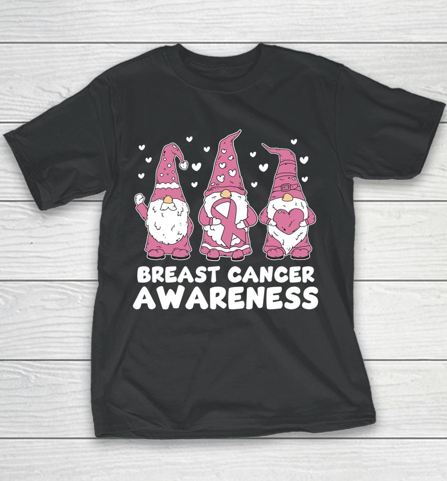 Breast Cancer Pink Support Squad Awareness Gnomes Youth T-Shirt