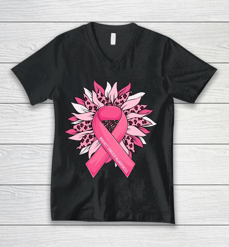 Breast Cancer  Sunflower Breast Cancer Awareness Unisex V-Neck T-Shirt