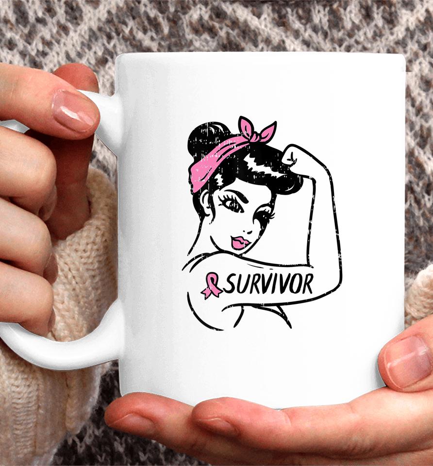 Breast Cancer Survivor Rosie Riveter Pink Awareness Women Coffee Mug