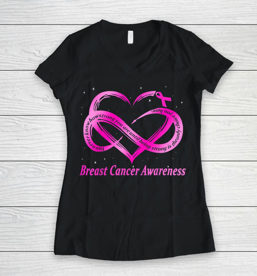 Breast Cancer Warrior Women V-Neck T-Shirt
