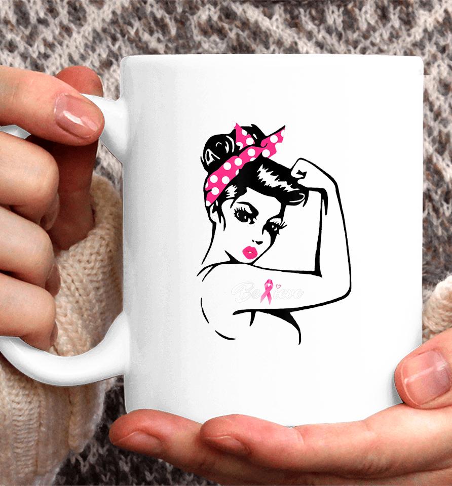 Breast Cancer Warrior T-Shirt Awareness Tee Support Believe Coffee Mug