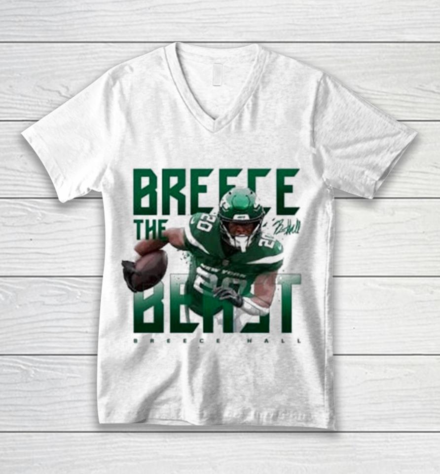 Breece Hall New York Jets Signature Unisex V-Neck T-Shirt