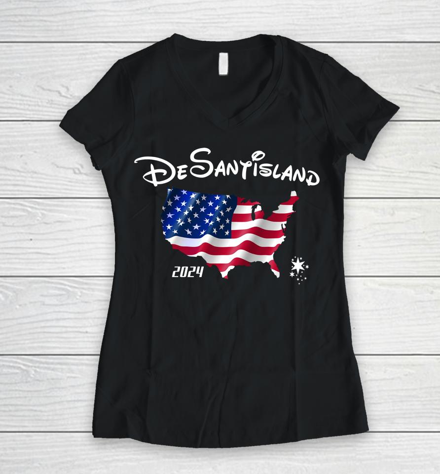 Brenden Dilley Make America Desantisland 2024 Women V-Neck T-Shirt