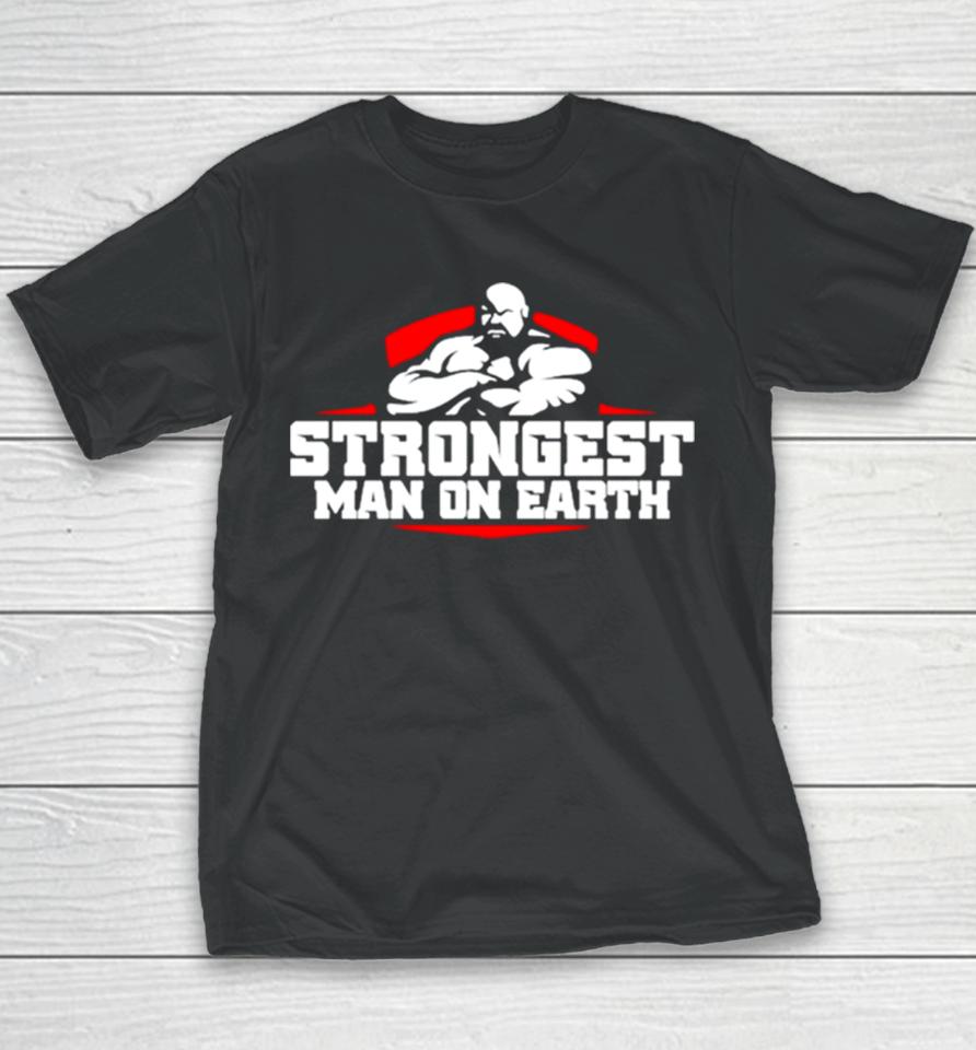 Brian Shaw Wearing Strongest Man On Earth Youth T-Shirt