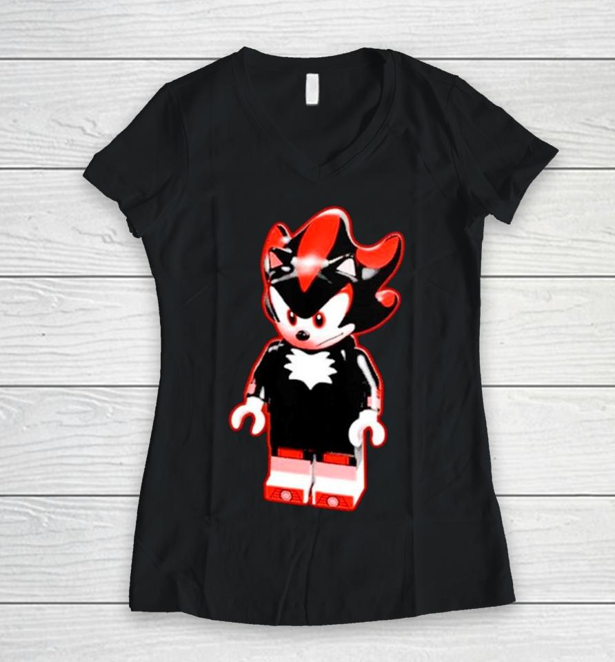 Bricked Up Shadow The Hedgehog Women V-Neck T-Shirt