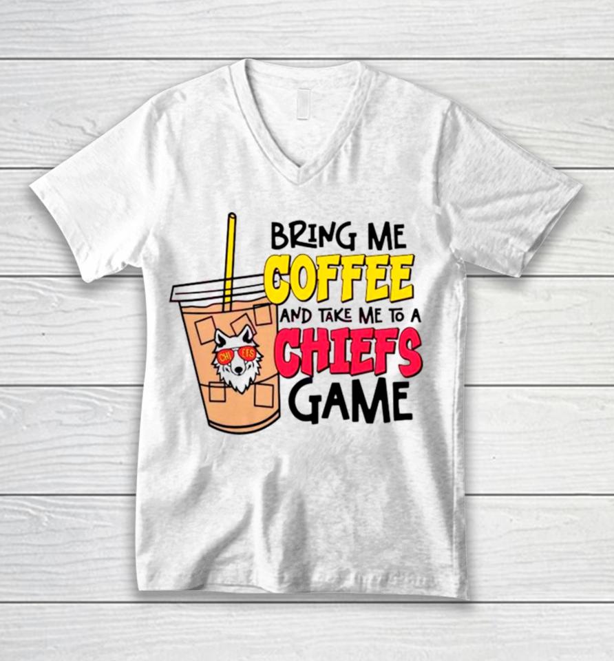 Bring Me Coffee And Take Me To A Chiefs Game Unisex V-Neck T-Shirt