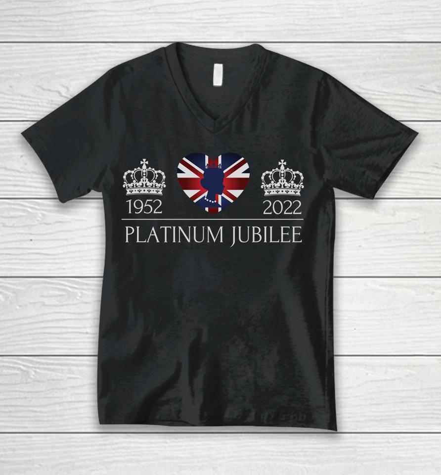 British Queen Monarchy Platinum Jubilee 70Th Anniversary Unisex V-Neck T-Shirt