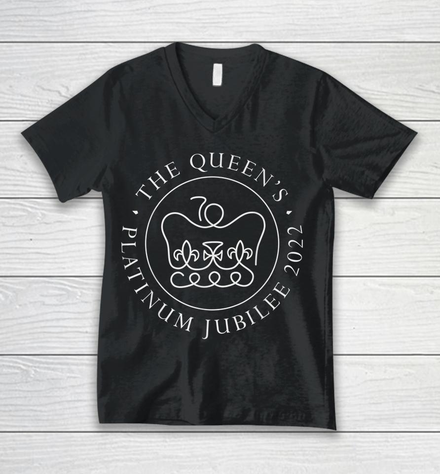 British Queen Platinum Jubilee 70 Years Official Emblem Unisex V-Neck T-Shirt