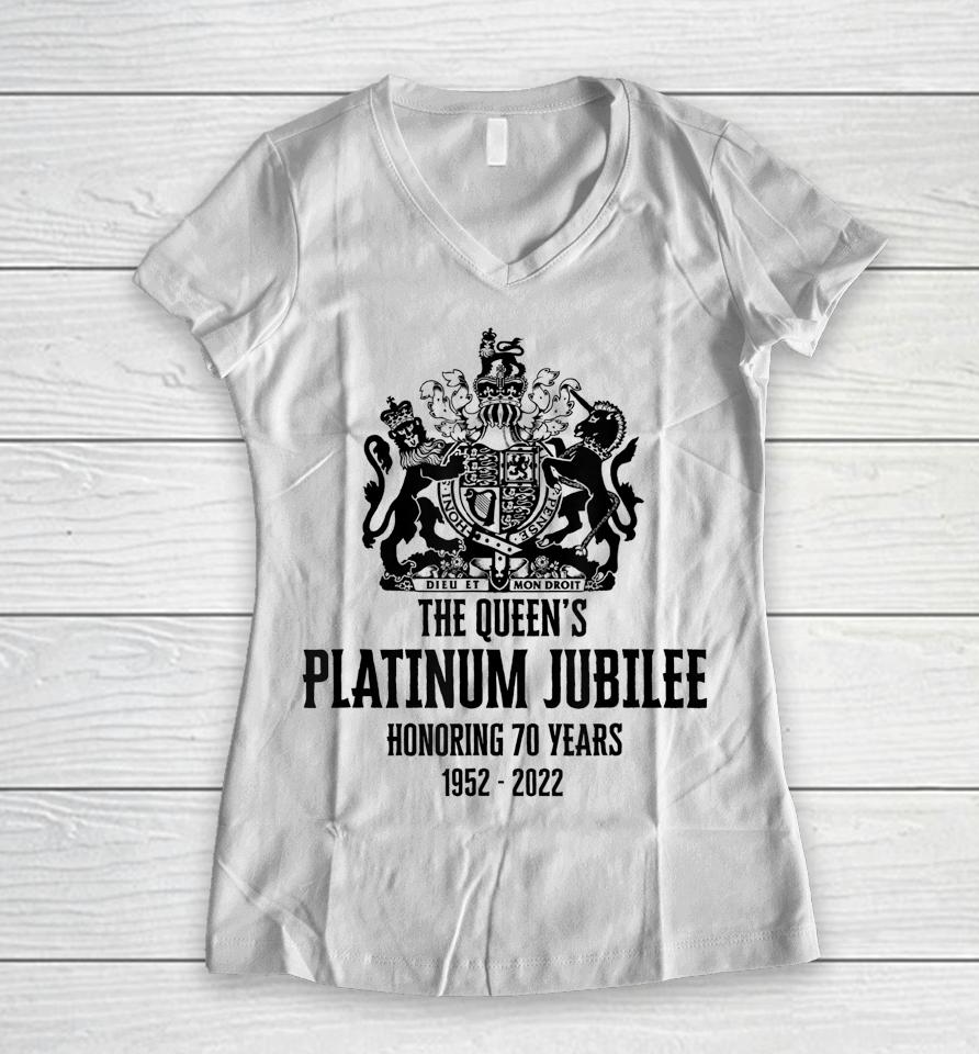 British Queen Platinum Jubilee 70 Years Women V-Neck T-Shirt