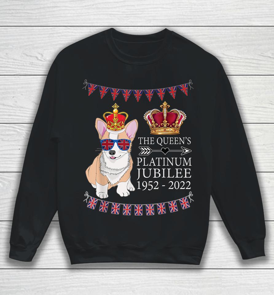 British Queen Platinum Jubilee Souvenir Union Jack Corgi Sweatshirt