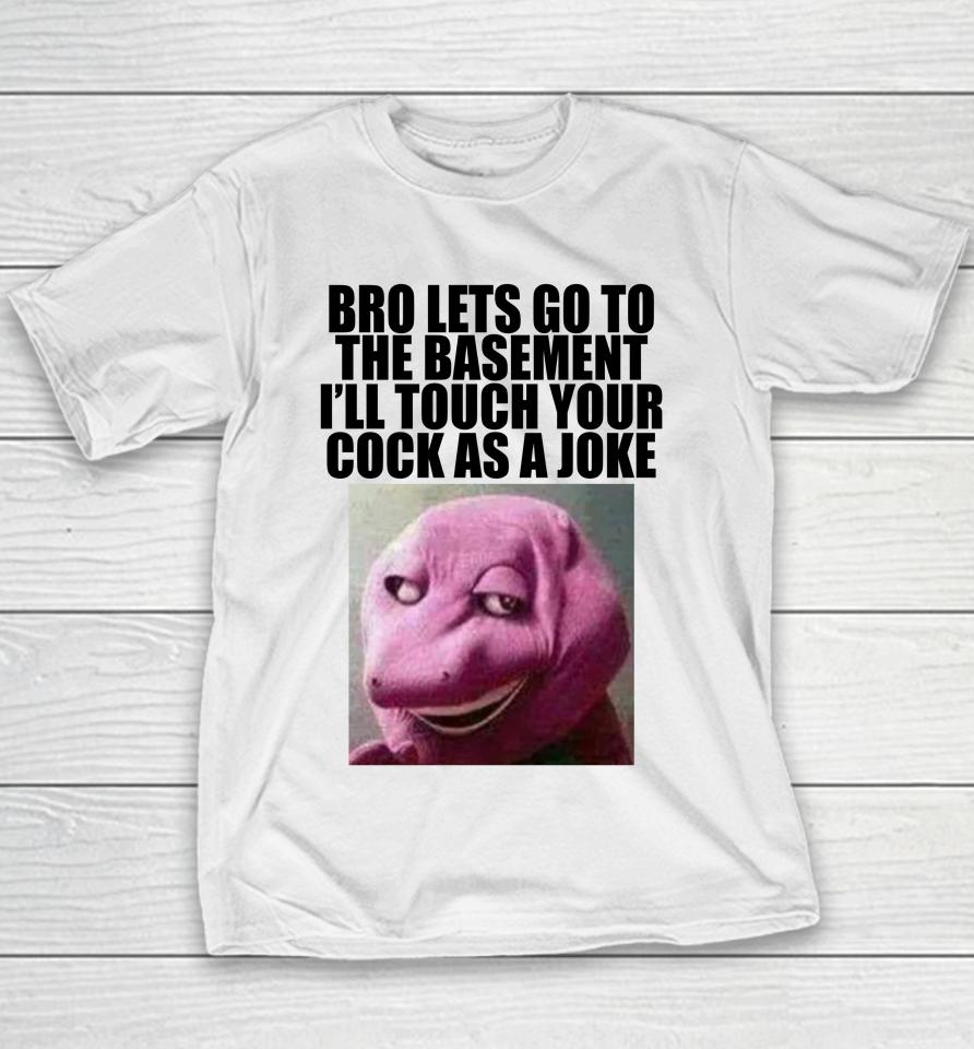 Bro Lets Go To The Basement I'll Touch Your Cock As A Joke Youth T-Shirt