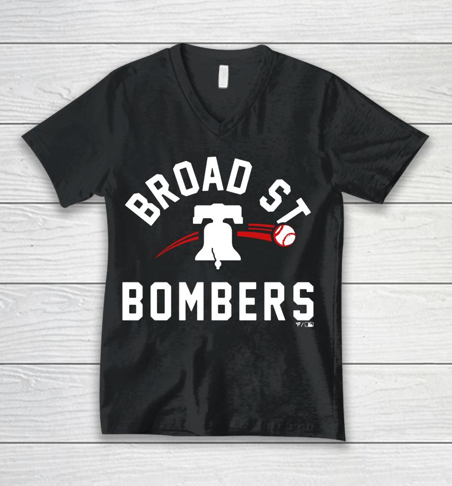Broad Street Bombers Philadelphia Phillies Paint The Black Unisex V-Neck T-Shirt