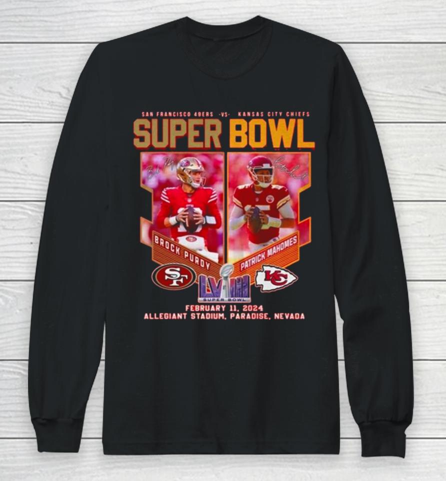 Brock Purdy 49Ers Vs Patrick Mahomes Chiefs Super Bowl Long Sleeve T-Shirt