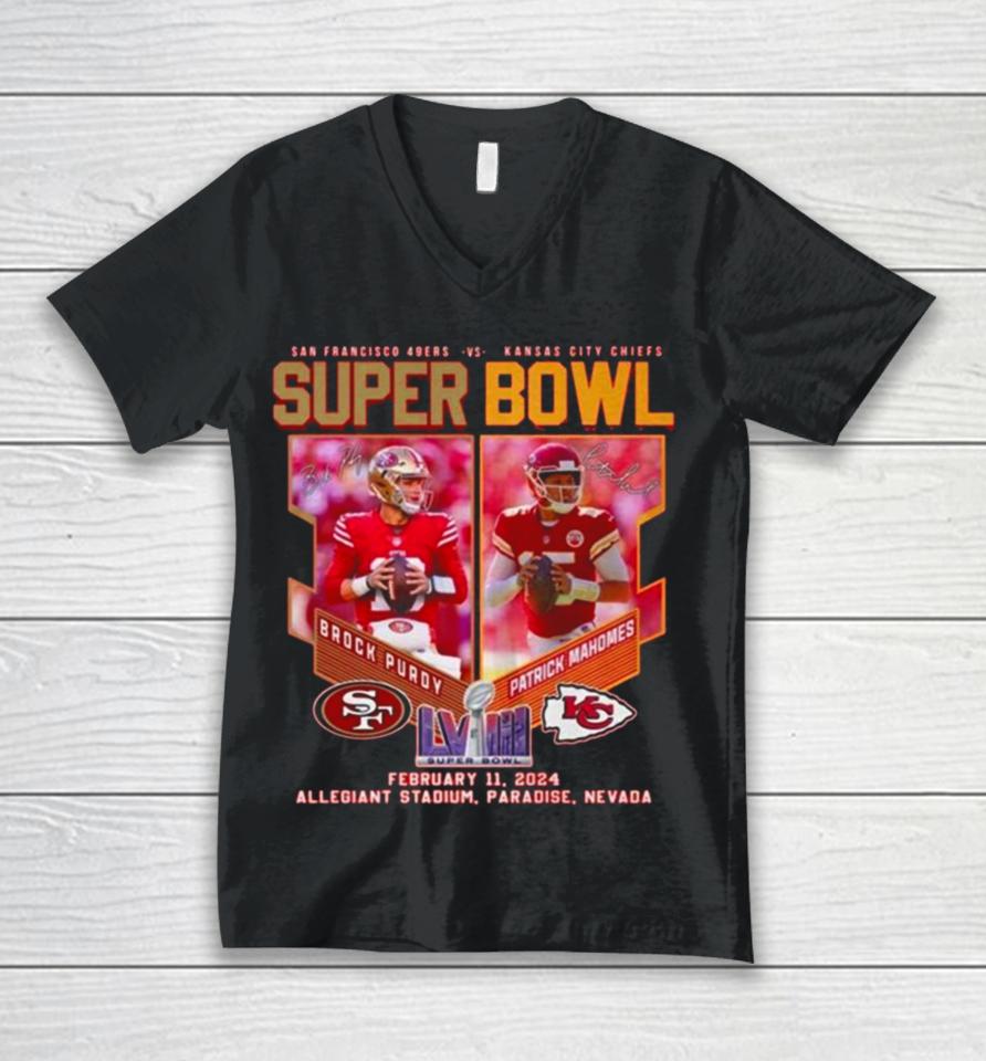 Brock Purdy 49Ers Vs Patrick Mahomes Chiefs Super Bowl Unisex V-Neck T-Shirt