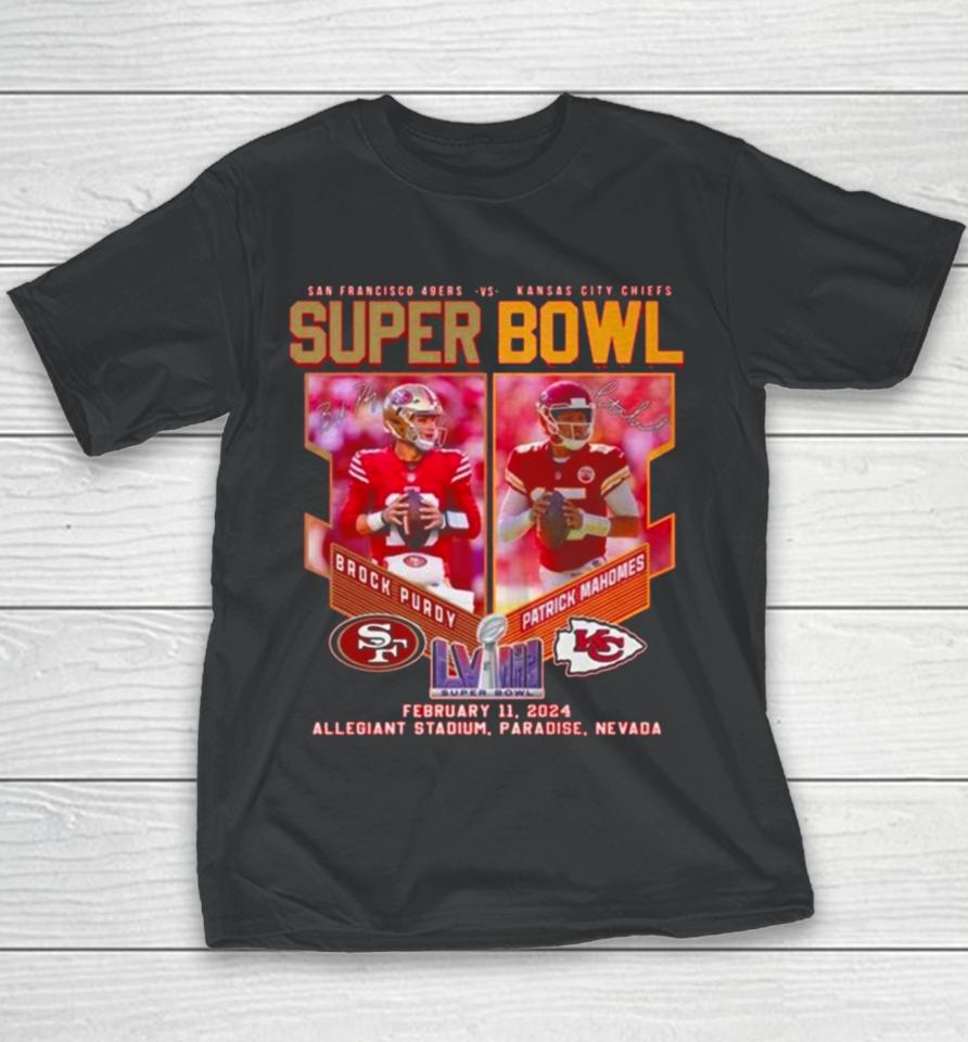 Brock Purdy 49Ers Vs Patrick Mahomes Chiefs Super Bowl Youth T-Shirt