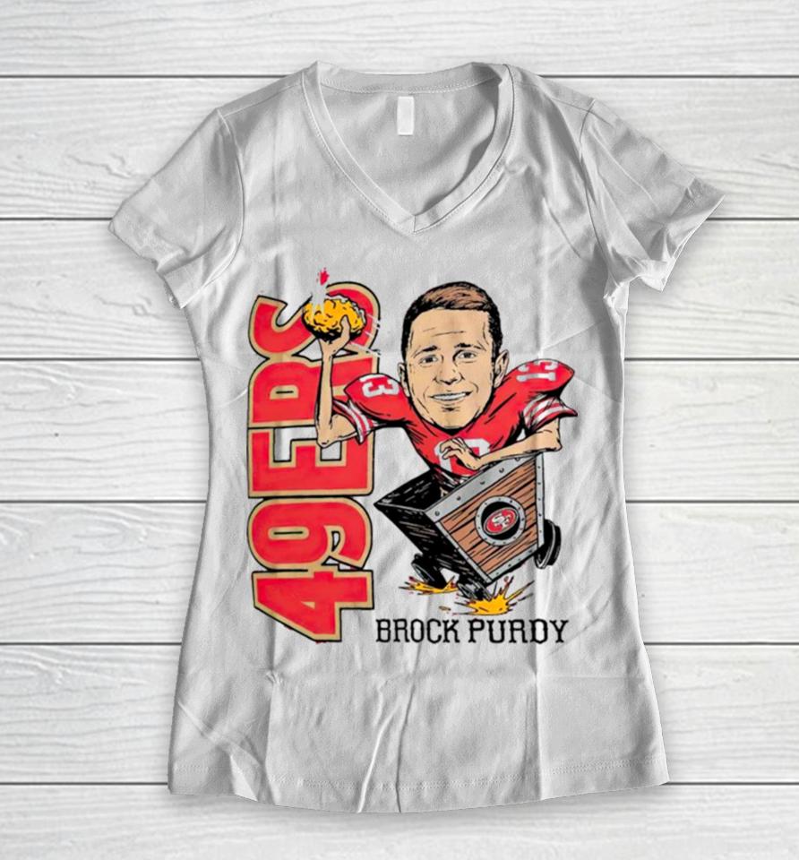 Brock Purdy San Francisco 49Ers Caricature Women V-Neck T-Shirt