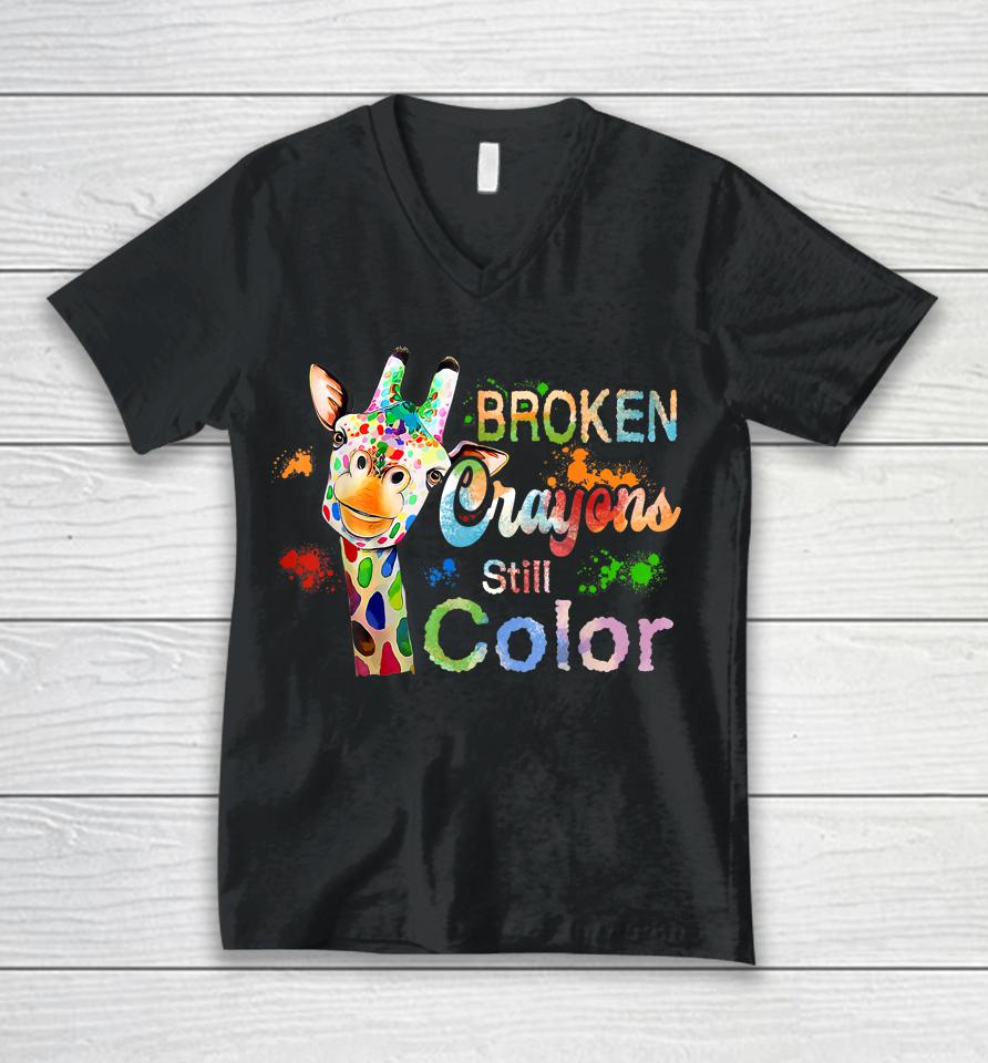 Broken Crayons Still Color Mental Health Awareness Unisex V-Neck T-Shirt