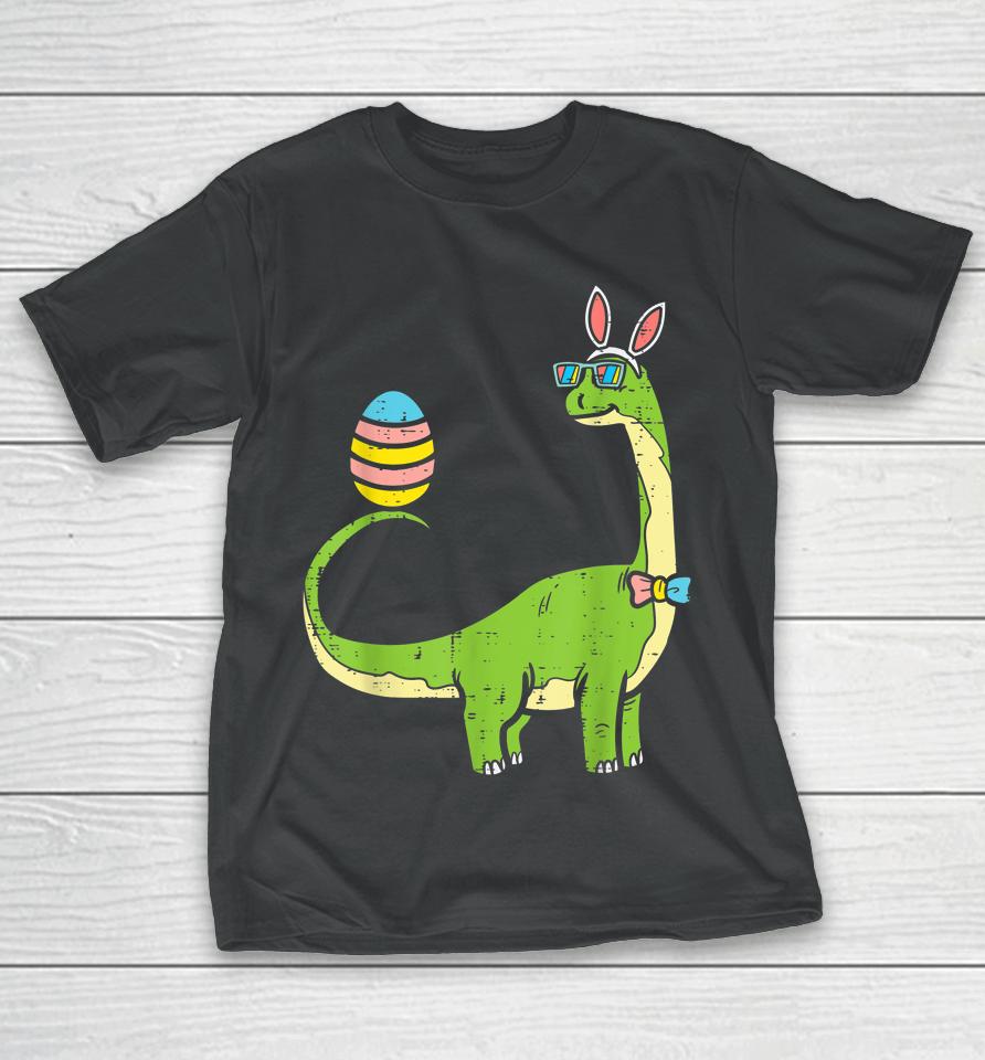 Brontosaurus Bunny Ears Egg Easter Day Dinosaur Dino Boys Easter T-Shirt