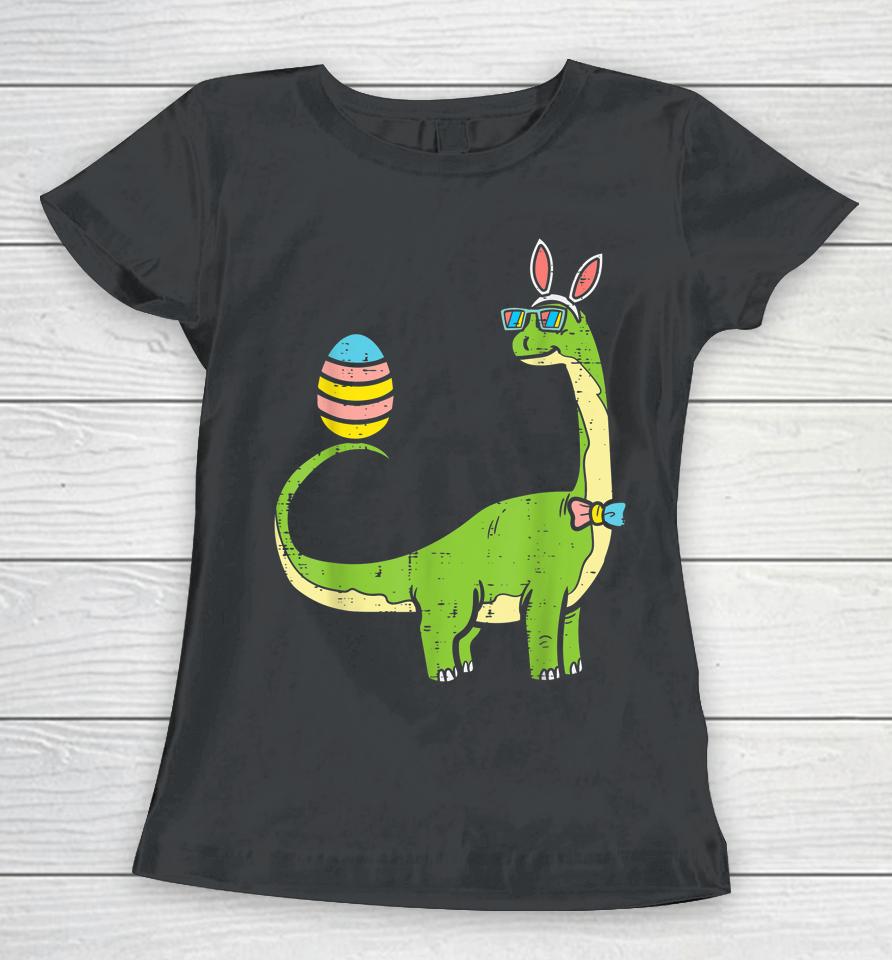 Brontosaurus Bunny Ears Egg Easter Day Dinosaur Dino Boys Easter Women T-Shirt