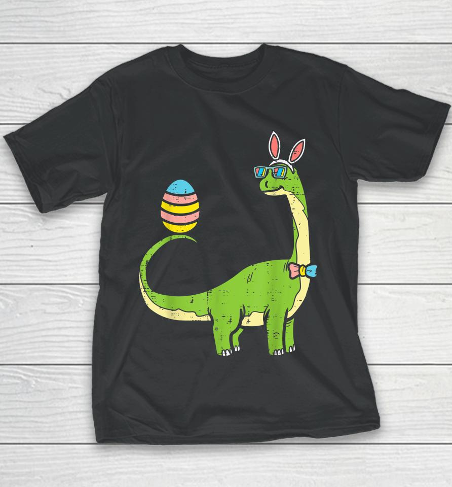 Brontosaurus Bunny Ears Egg Easter Day Dinosaur Dino Boys Easter Youth T-Shirt