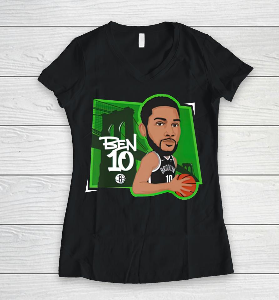 Brooklyn Nets Ben Simmons Ben 10 Women V-Neck T-Shirt