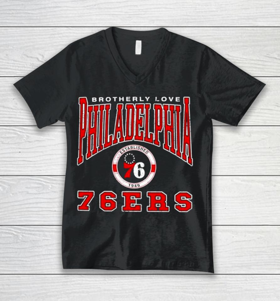 Brotherly Love Philadelphia 76Ers Basketball Retro Unisex V-Neck T-Shirt