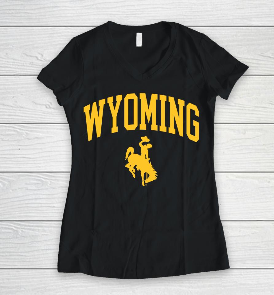 Brown And Gold Outlet Wyoming Cowboys Traditional Women V-Neck T-Shirt