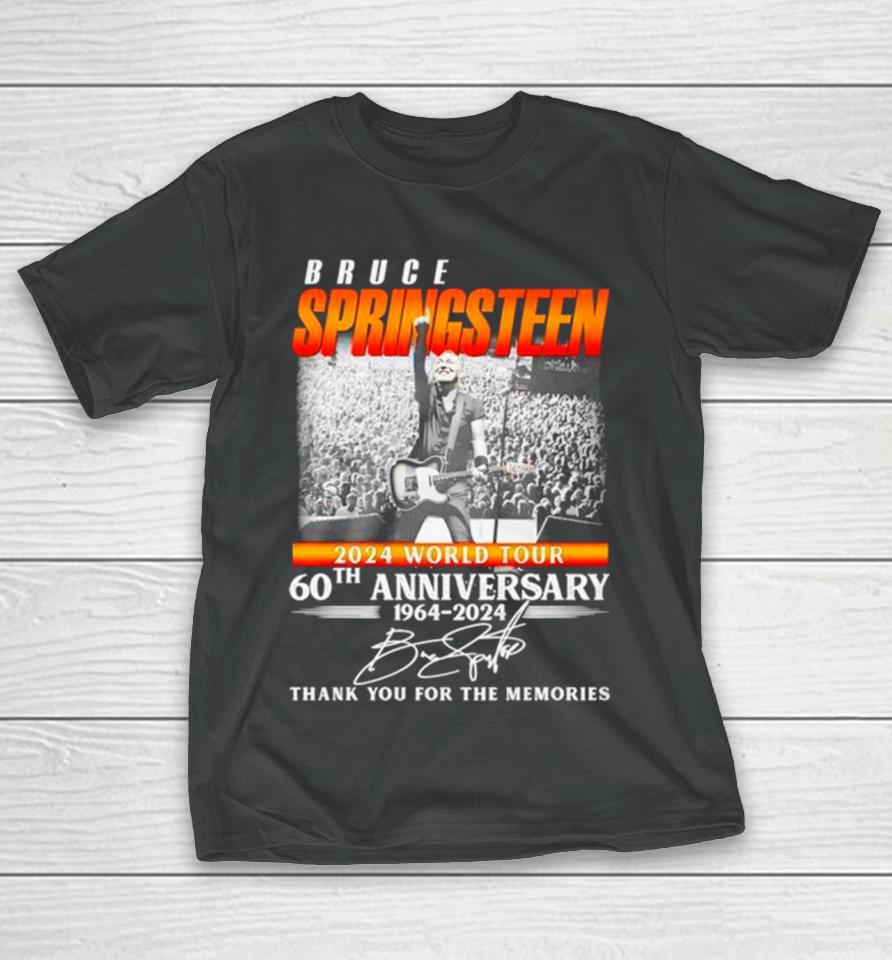 Bruce Springsteen 2024 World Tour 60Th Anniversary 1964 2024 Thank You For The Memories Signature T-Shirt