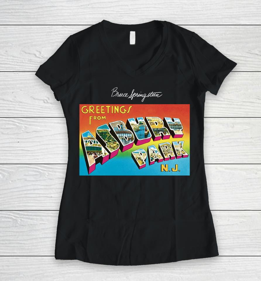 Bruce Springsteen Asbury Park Women V-Neck T-Shirt