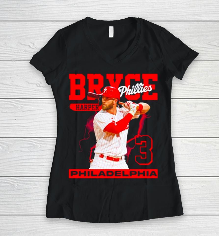 Bryce Harper Phillies Fan Women V-Neck T-Shirt