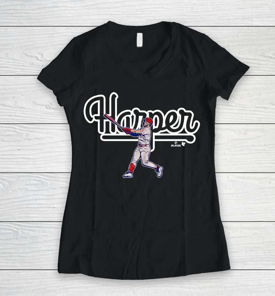 Bryce Harper Philly Swing Women V-Neck T-Shirt