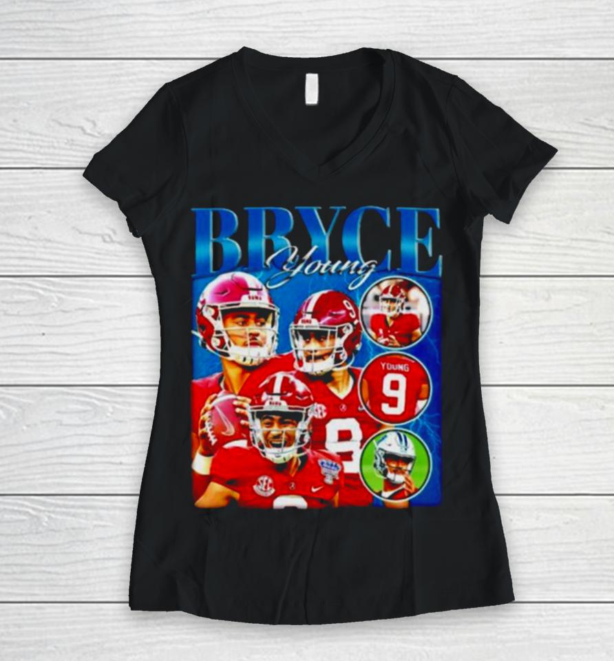 Bryce Young Alabama Crimson Tide Football Graphic Women V-Neck T-Shirt