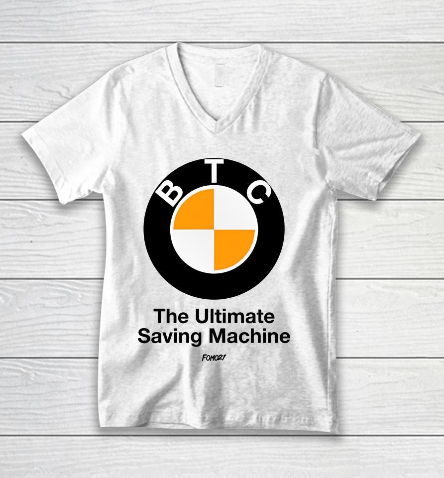 Btc The Ultimate Saving Machine Bitcoin Unisex V-Neck T-Shirt