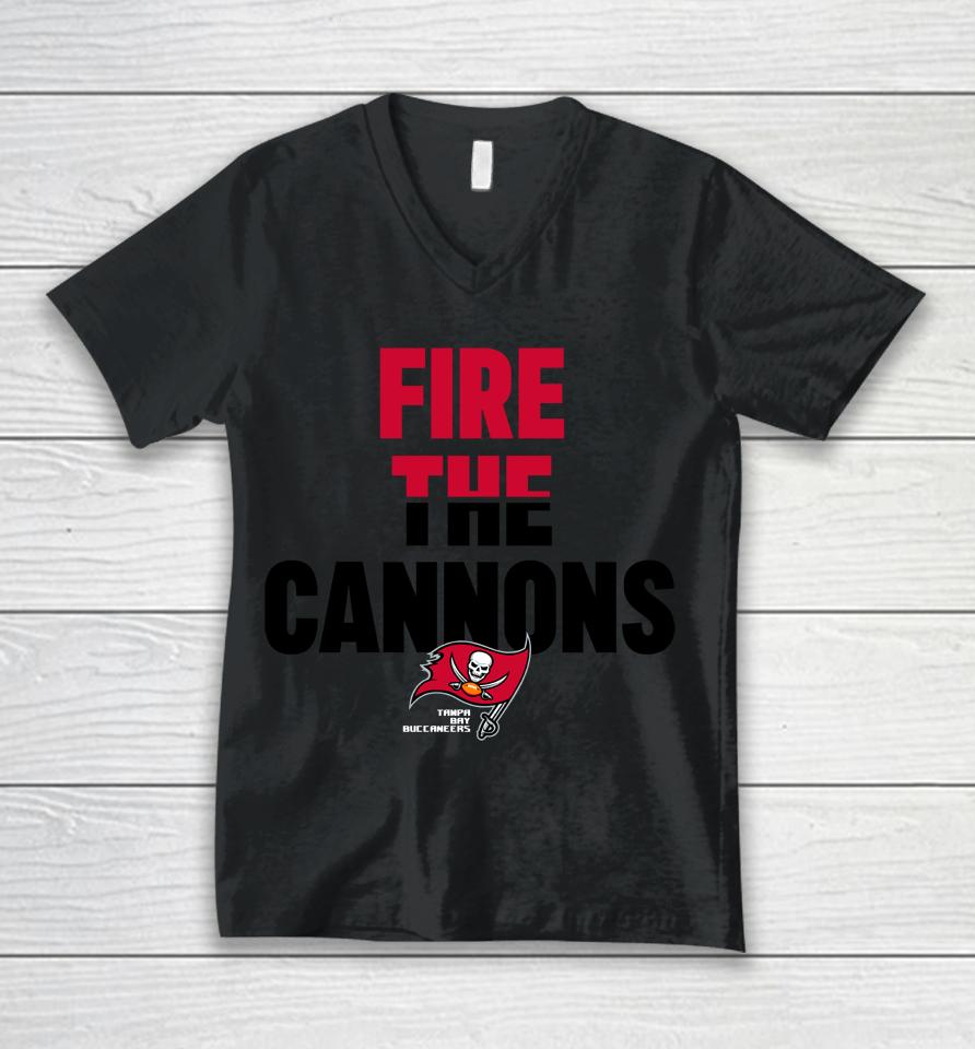 Buccaneers Legend Local Phrase Fire The Cannons Unisex V-Neck T-Shirt