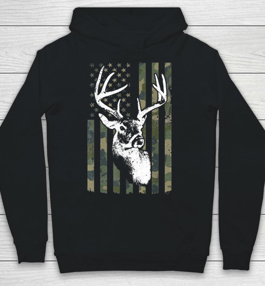 Buck Deer Hunting American Camouflage Usa Flag Hoodie