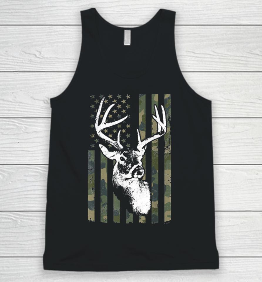 Buck Deer Hunting American Camouflage Usa Flag Unisex Tank Top