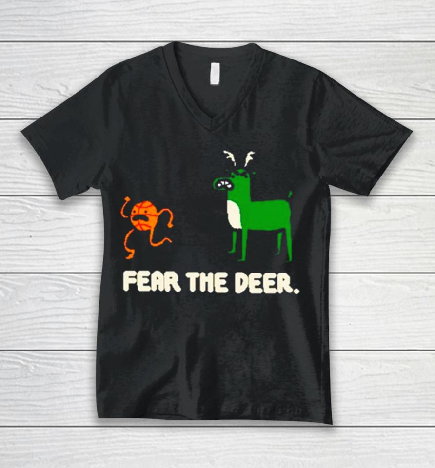 Bucks Basketball 2024 Fear The Deer Unisex V-Neck T-Shirt