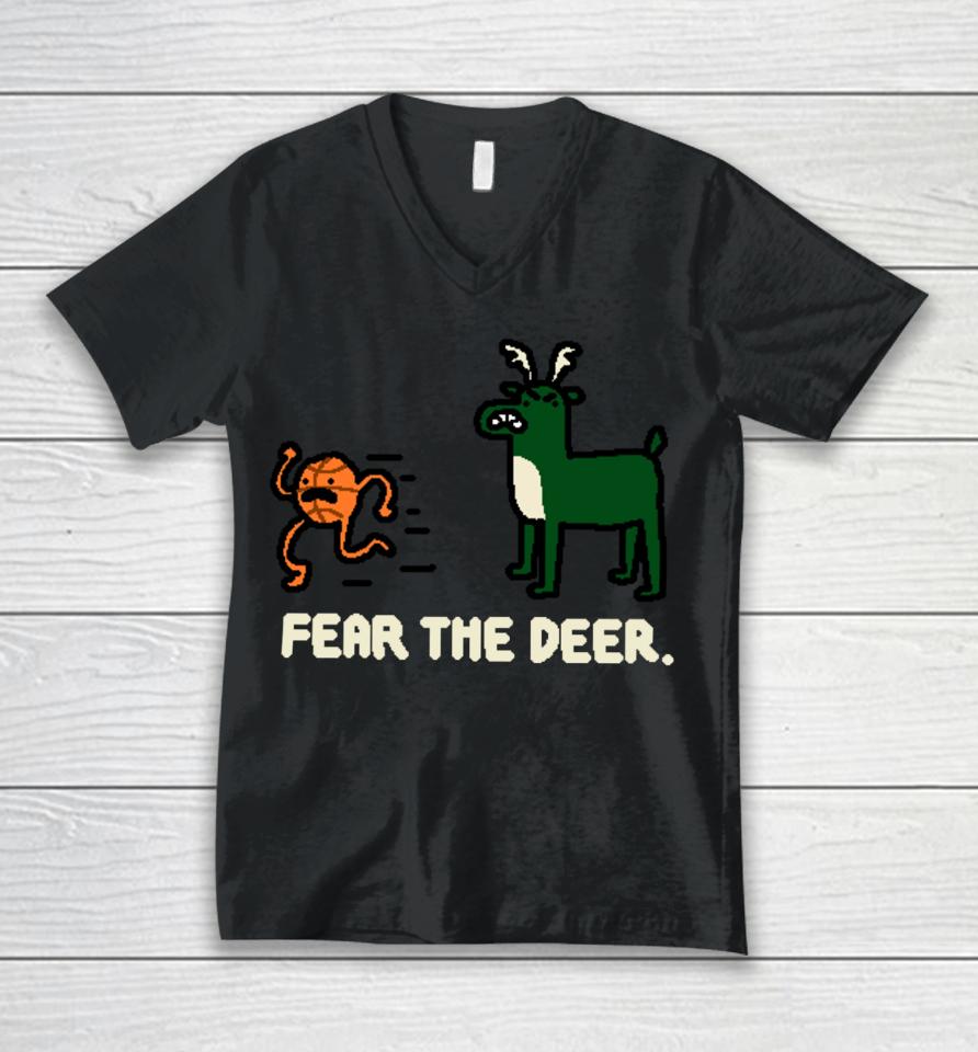 Bucks Vs Nbapaint 2024 Fear The Deer Unisex V-Neck T-Shirt