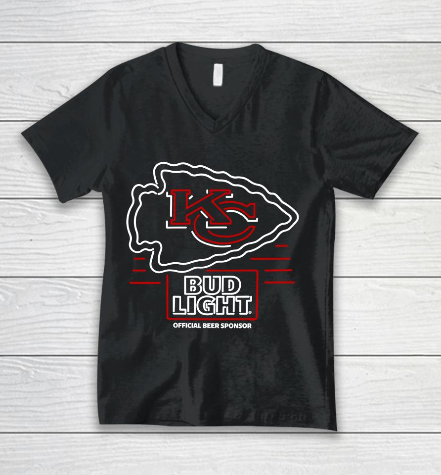 Bud Light Kansas City Chiefs Nfl Led Sign Unisex V-Neck T-Shirt