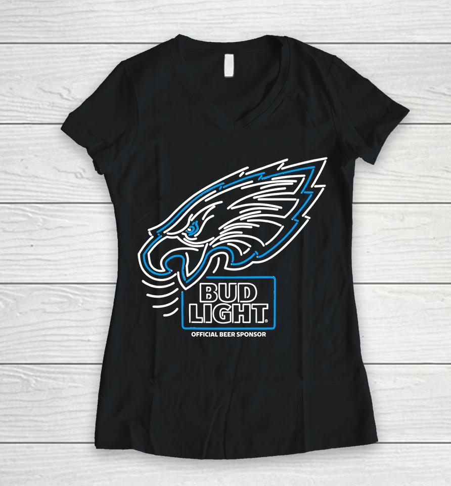 Bud Light Philadelphia Eagles Nfl Led Sign Women V-Neck T-Shirt