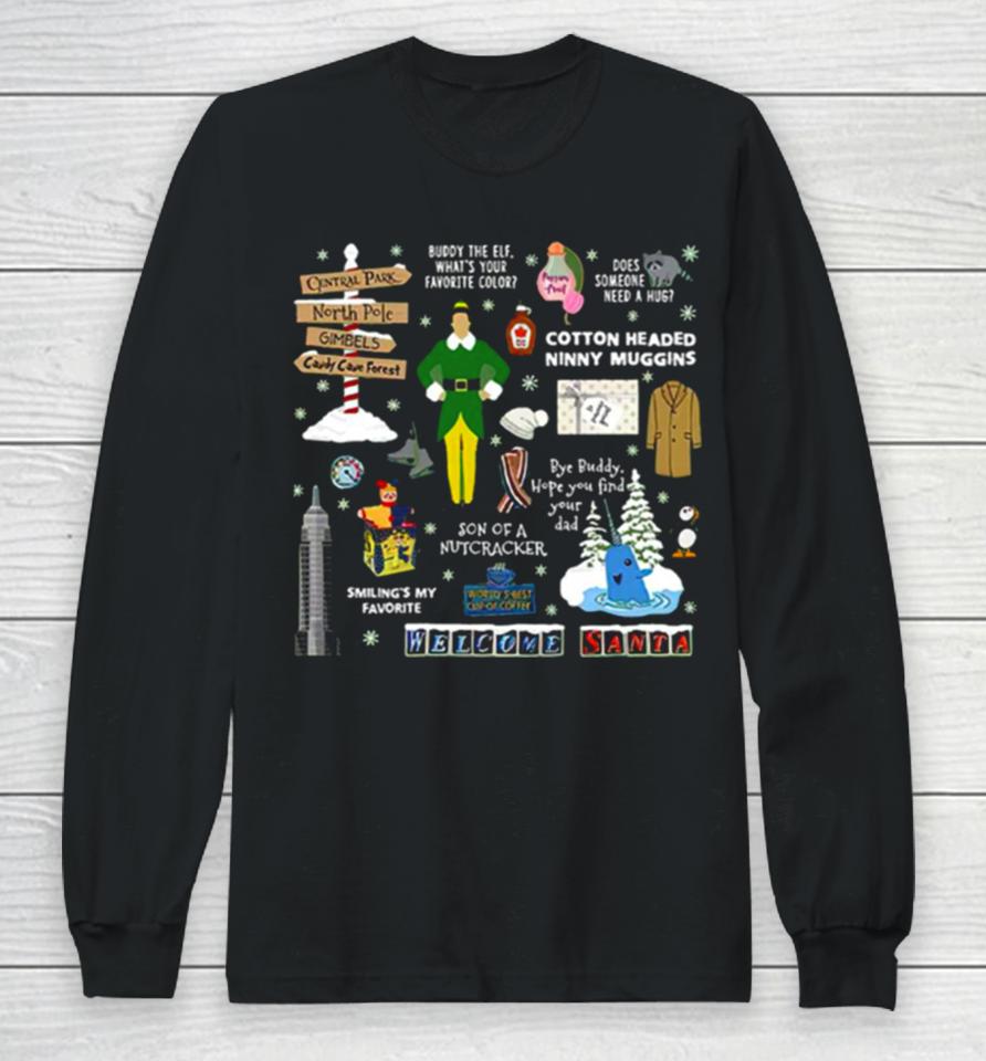 Buddy The Elf Collage Christmas Movie Long Sleeve T-Shirt