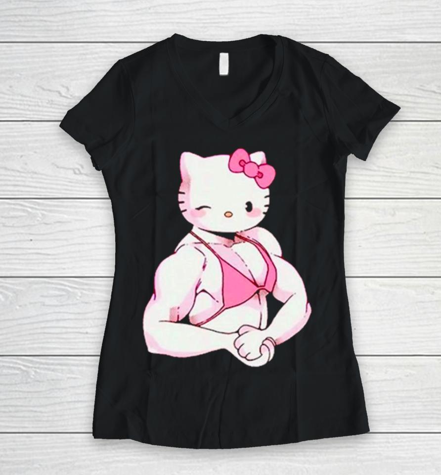 Buff Hello Kitty Women V-Neck T-Shirt