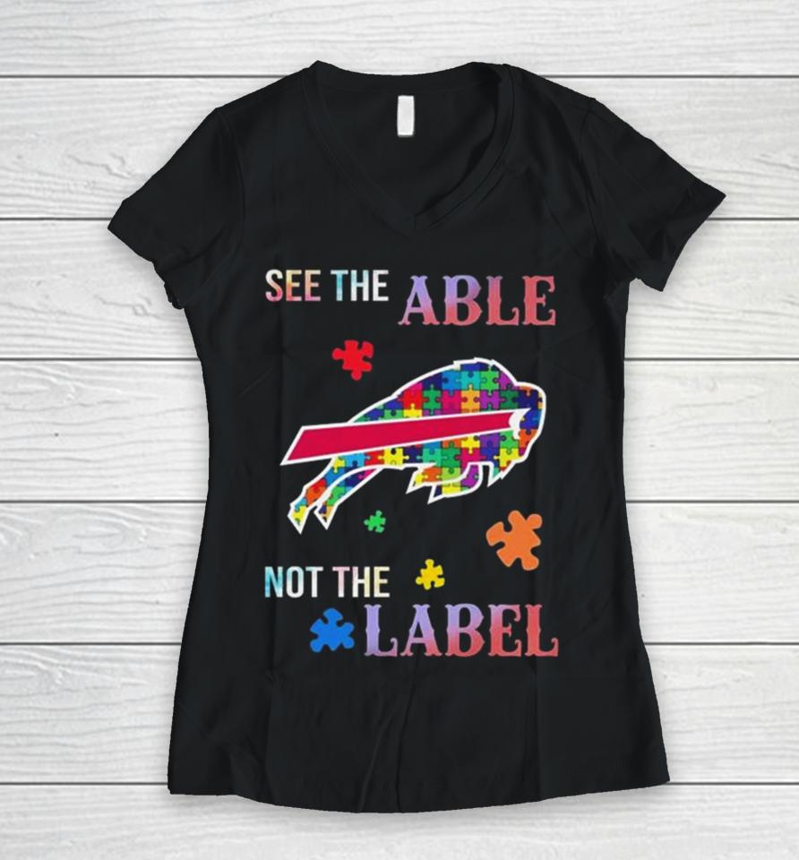Buffalo Bills Autism Awareness See The Able Not The Label Women V-Neck T-Shirt