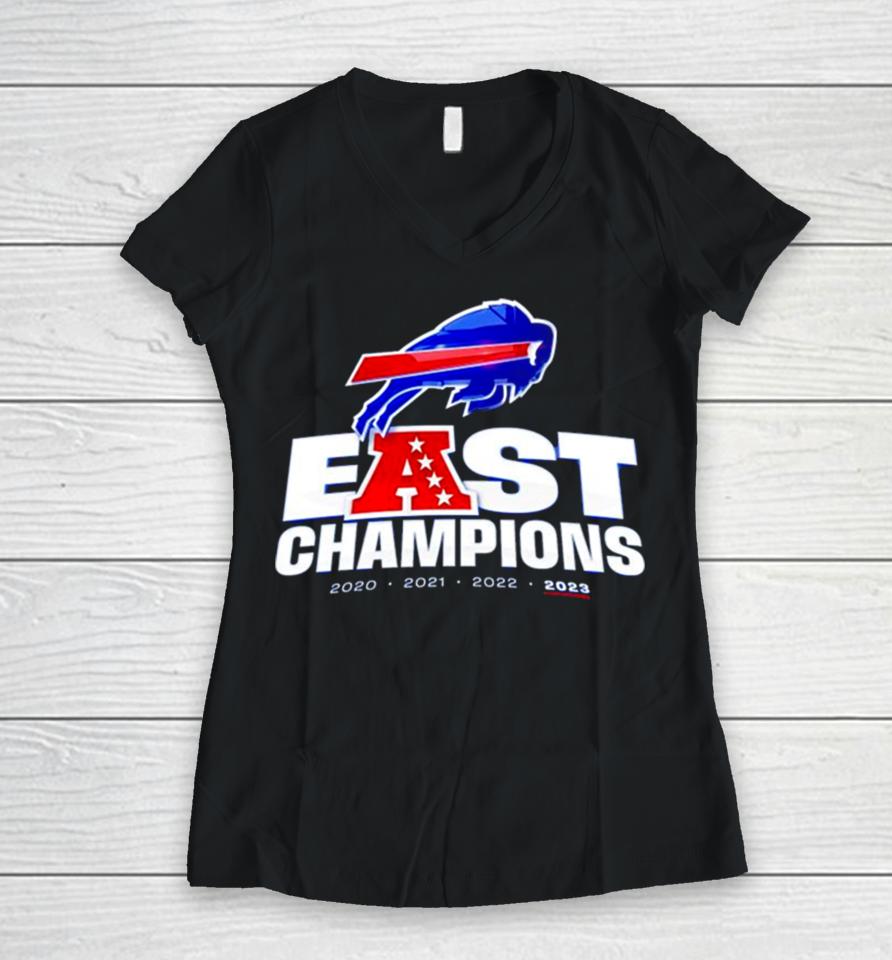 Buffalo Bills East Champions 2020 2021 2022 2023 Logo Women V-Neck T-Shirt