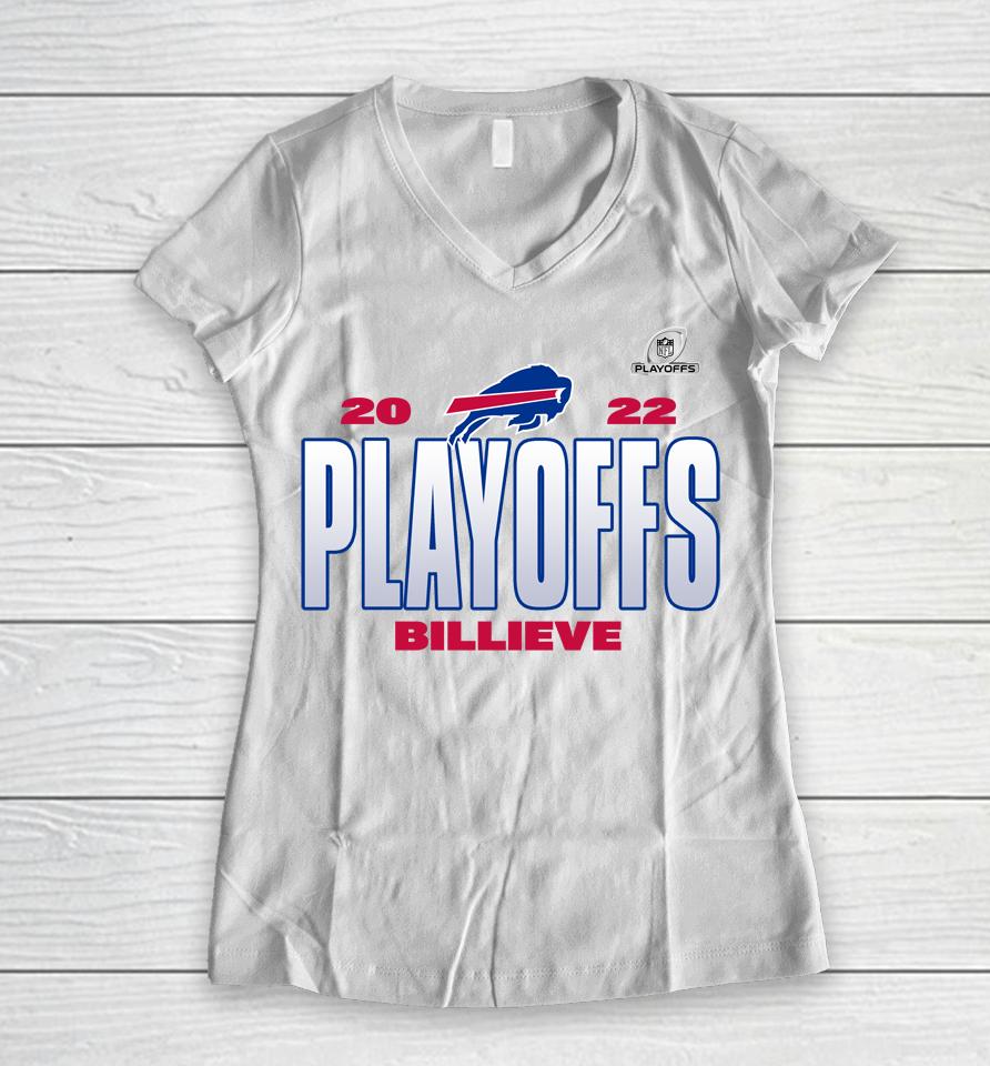 Buffalo Bills Fanatics Branded 2022 Nfl Playoffs Our Time Women V-Neck T-Shirt