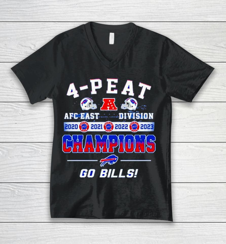 Buffalo Bills Go Bills 4 Peat Afc East Division Champions 2020 2021 2022 2023 Unisex V-Neck T-Shirt