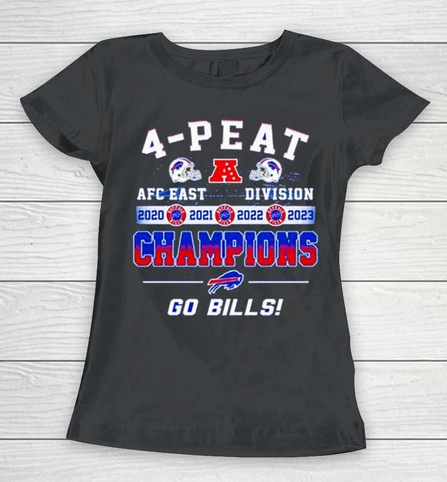 Buffalo Bills Go Bills 4 Peat Afc East Division Champions 2020 2021 2022 2023 Women T-Shirt