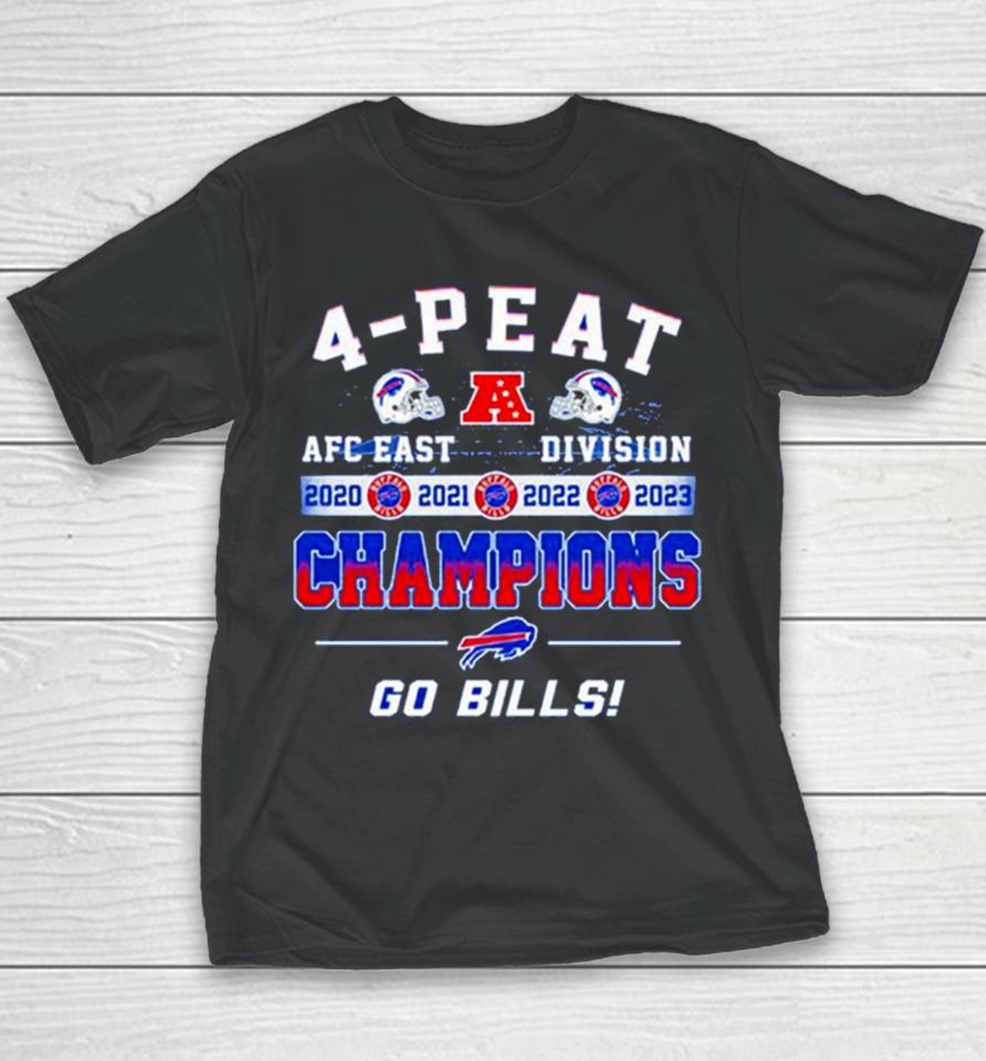 Buffalo Bills Go Bills 4 Peat Afc East Division Champions 2020 2021 2022 2023 Youth T-Shirt